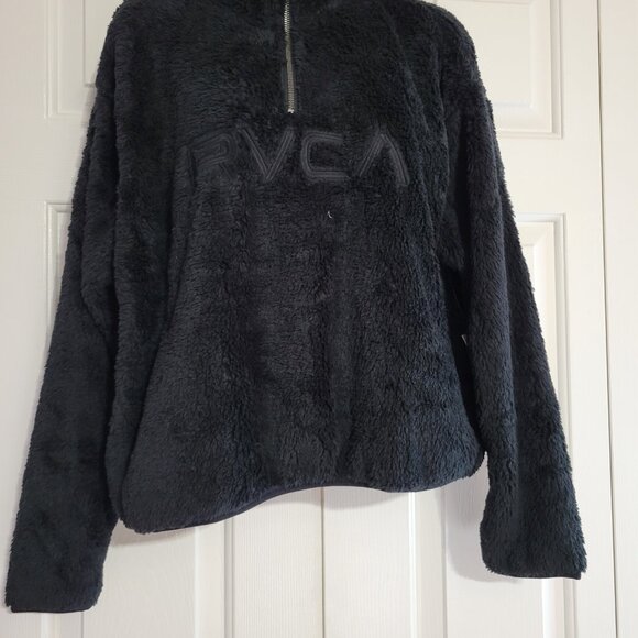 RVCA Women Relaxed RVCA Fleece Pullover Black Size M NWT - Picture 2 of 3